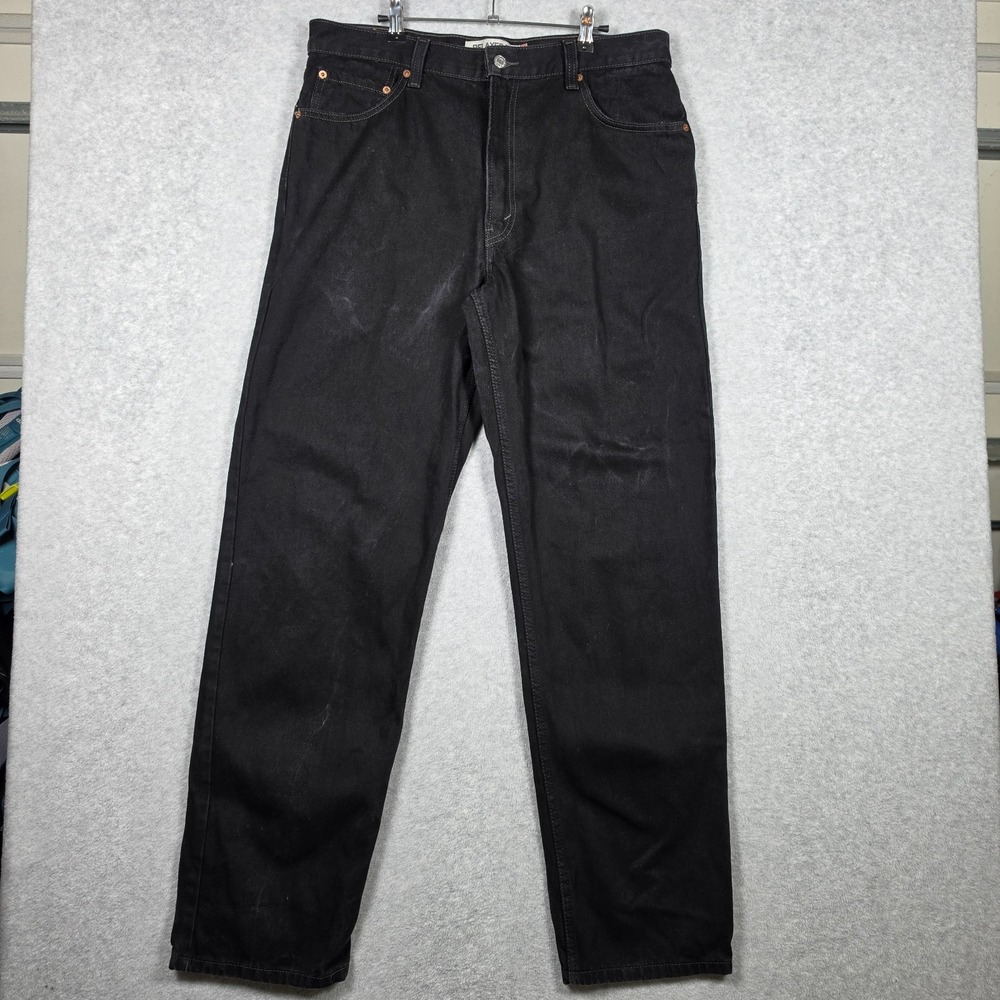 Vintage Levis Jeans Mens Size 36x34 Black Dark Wash 550 Relaxed Fit Straight Leg